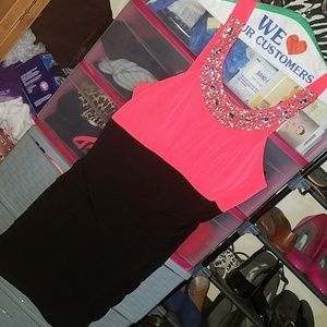 Black/Peach Dress w/ rhinestones